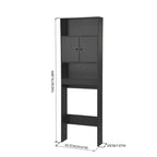 Mobiletto da bagno salvaspazio da appoggio sopra il WC FurnitureR, mensola organizer a 3 livelli con doppie ante e vani a giorno, altezza 194 cm