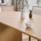 PexFix Grande Tavolo da Pranzo Ovale da 79 Posti per 4-6 Persone, Tavolo da Cucina Moderno in Stile Farmhouse con Base a Listelle in Legno per Soggiorno, Cucina, Bar, Colore Naturale