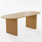 PexFix Grande Tavolo da Pranzo Ovale da 79 Posti per 4-6 Persone, Tavolo da Cucina Moderno in Stile Farmhouse con Base a Listelle in Legno per Soggiorno, Cucina, Bar, Colore Naturale