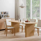 PexFix Grande Tavolo da Pranzo Ovale da 79 Posti per 4-6 Persone, Tavolo da Cucina Moderno in Stile Farmhouse con Base a Listelle in Legno per Soggiorno, Cucina, Bar, Colore Naturale