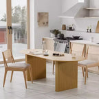 PexFix Grande Tavolo da Pranzo Ovale da 79 Posti per 4-6 Persone, Tavolo da Cucina Moderno in Stile Farmhouse con Base a Listelle in Legno per Soggiorno, Cucina, Bar, Colore Naturale