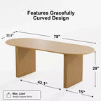PexFix Grande Tavolo da Pranzo Ovale da 79 Posti per 4-6 Persone, Tavolo da Cucina Moderno in Stile Farmhouse con Base a Listelle in Legno per Soggiorno, Cucina, Bar, Colore Naturale