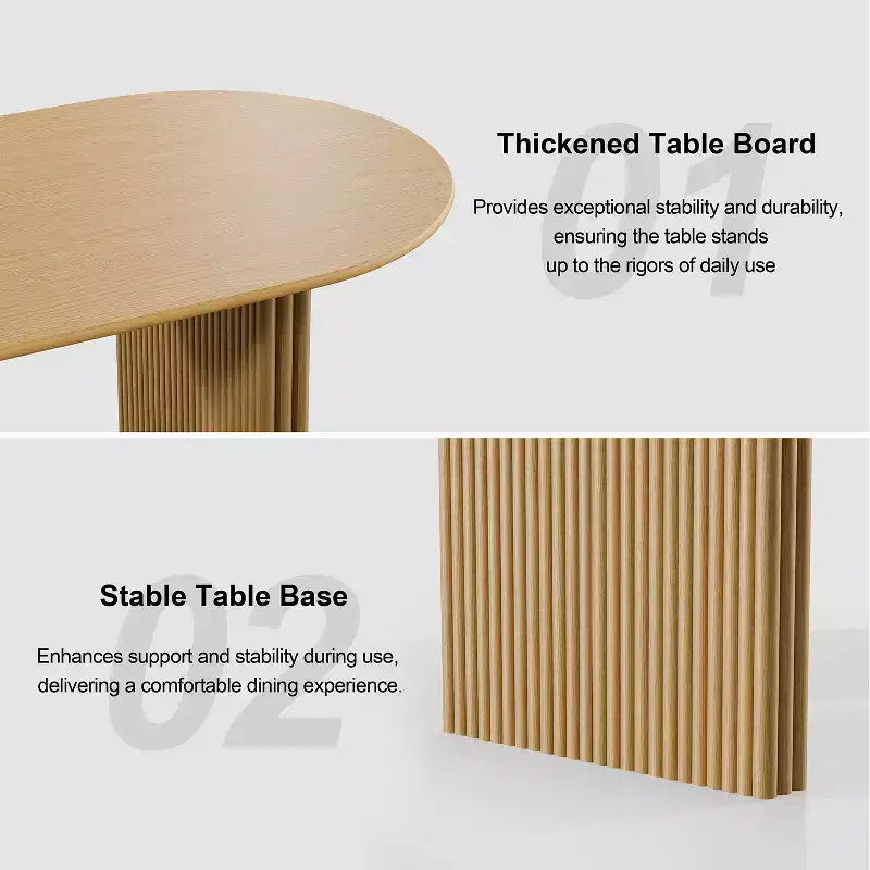 PexFix Grande Tavolo da Pranzo Ovale da 79 Posti per 4-6 Persone, Tavolo da Cucina Moderno in Stile Farmhouse con Base a Listelle in Legno per Soggiorno, Cucina, Bar, Colore Naturale