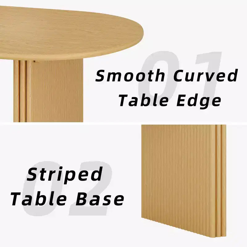 PexFix Grande Tavolo da Pranzo Ovale da 79 Posti per 4-6 Persone, Tavolo da Cucina Moderno in Stile Farmhouse con Base a Listelle in Legno per Soggiorno, Cucina, Bar, Colore Naturale