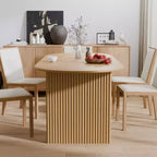 PexFix Grande Tavolo da Pranzo Ovale da 79 Posti per 4-6 Persone, Tavolo da Cucina Moderno in Stile Farmhouse con Base a Listelle in Legno per Soggiorno, Cucina, Bar, Colore Naturale
