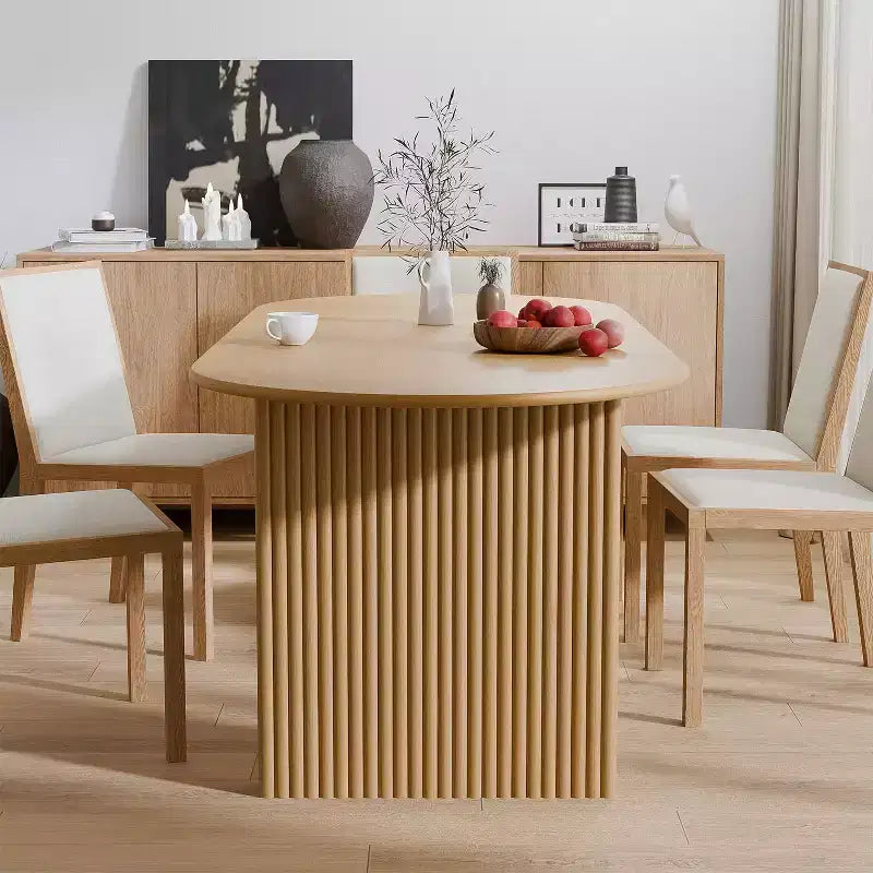 PexFix Grande Tavolo da Pranzo Ovale da 79 Posti per 4-6 Persone, Tavolo da Cucina Moderno in Stile Farmhouse con Base a Listelle in Legno per Soggiorno, Cucina, Bar, Colore Naturale