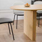 PexFix Grande Tavolo da Pranzo Ovale da 79 Posti per 4-6 Persone, Tavolo da Cucina Moderno in Stile Farmhouse con Base a Listelle in Legno per Soggiorno, Cucina, Bar, Colore Naturale