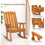 VINGLI Heavy Duty 600 LBS Outdoor Wooden Rocking Chair with Higher Backrest,Patio Rocking Chair with Ergonomic Design, Teak