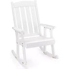 VINGLI Heavy Duty 600 LBS Outdoor Wooden Rocking Chair with Higher Backrest,Patio Rocking Chair with Ergonomic Design, White