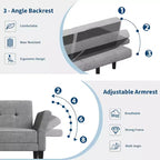 Divano letto convertibile 89, divano letto moderno in ciniglia, divano letto futon con schienale e braccioli regolabili, divano letto a due posti per soggiorno
