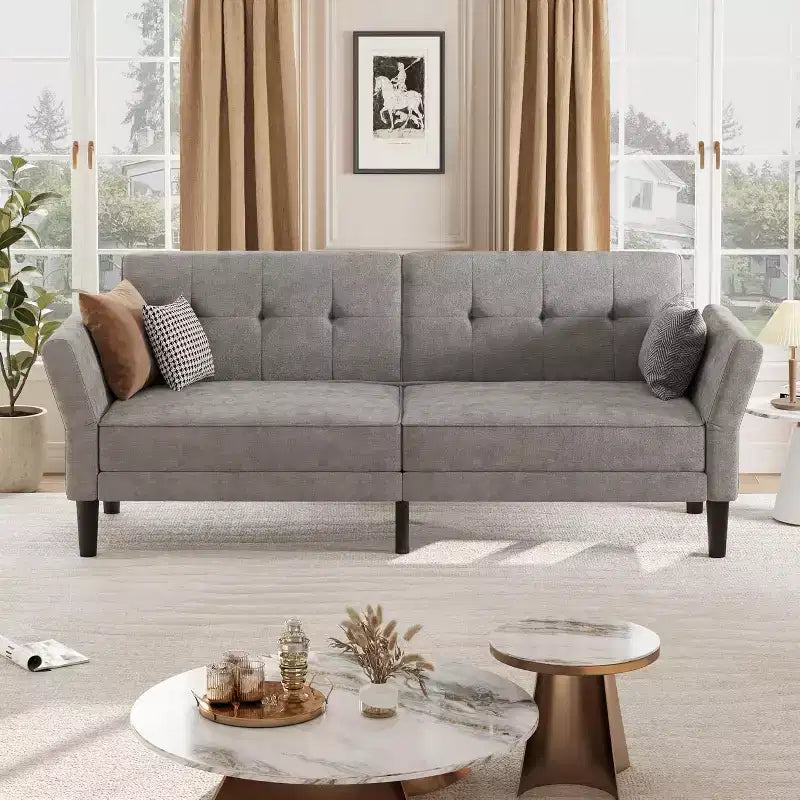 Divano letto convertibile 89, divano letto moderno in ciniglia, divano letto futon con schienale e braccioli regolabili, divano letto a due posti per soggiorno