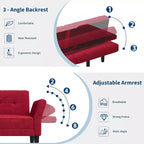 Divano letto convertibile 89, divano letto moderno in ciniglia, divano letto futon con schienale e braccioli regolabili, divano letto a due posti per soggiorno
