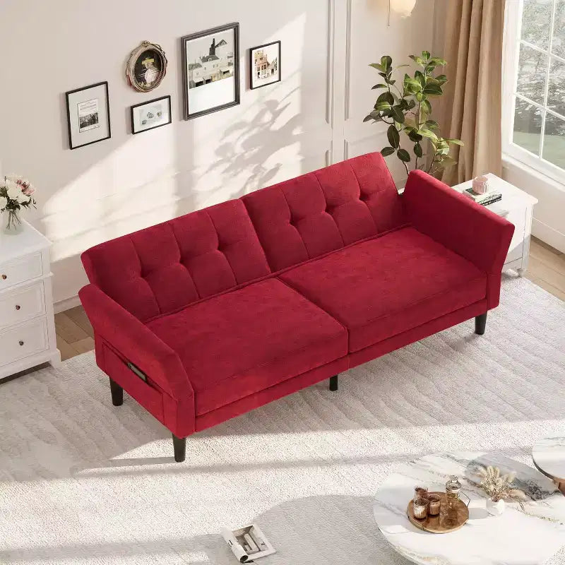Divano letto convertibile 89, divano letto moderno in ciniglia, divano letto futon con schienale e braccioli regolabili, divano letto a due posti per soggiorno