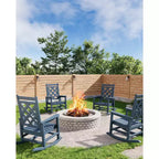 Outdoor Rocking Chair, All Weather HDPE Plastic Patio Rocker Chair with Wide Armrests, Classic Fire Pit Chair