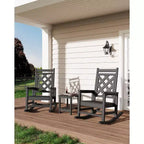 Outdoor Rocking Chair, All Weather HDPE Plastic Patio Rocker Chair with Wide Armrests, Classic Fire Pit Chair