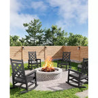 Outdoor Rocking Chair, All Weather HDPE Plastic Patio Rocker Chair with Wide Armrests, Classic Fire Pit Chair