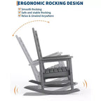 2 Pack Rocking Chair with Side Table, HDPE Weather Resistant Patio Rocking Chair Porch Rocker with Wood Texture
