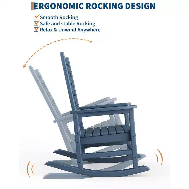 6 Pack Rocking Chair , Patio Rocking Chair Porch Rocker with Wood Texture & 380 LBS Support