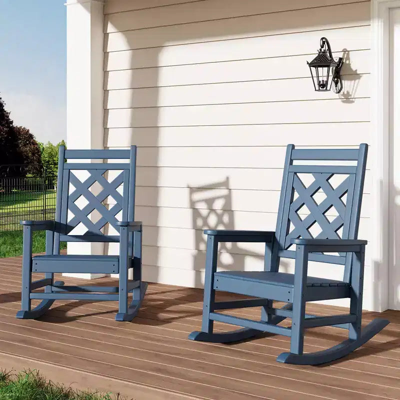 6 Pack Rocking Chair , Patio Rocking Chair Porch Rocker with Wood Texture & 380 LBS Support