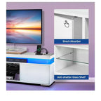 Modern TV Stand With Charging Station & LED Lights For 55/60/65 Inch TV Entertainment Center Media Console Living Room