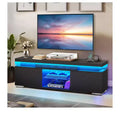 Modern TV Stand With Charging Station & LED Lights For 55/60/65 Inch TV Entertainment Center Media Console Living Room