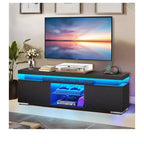 Modern TV Stand With Charging Station & LED Lights For 55/60/65 Inch TV Entertainment Center Media Console Living Room