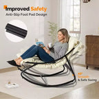 VINGLI Outdoor Rocking Chair with Ottoman, Comfortable Cushioned Lounge Chair for Indoor & Outdoor, Supports 400 LBS, White