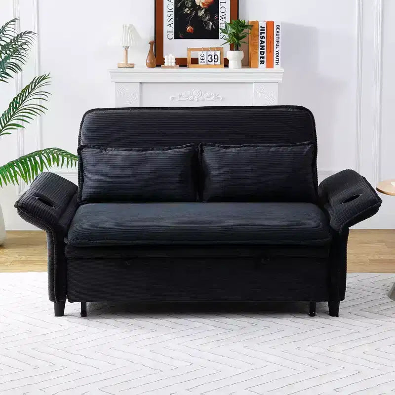 MAYEERTY Letto Divano a Due Posti Multifunzionale in Tessuto a Righe Nere per Camera da Letto Soggiorno