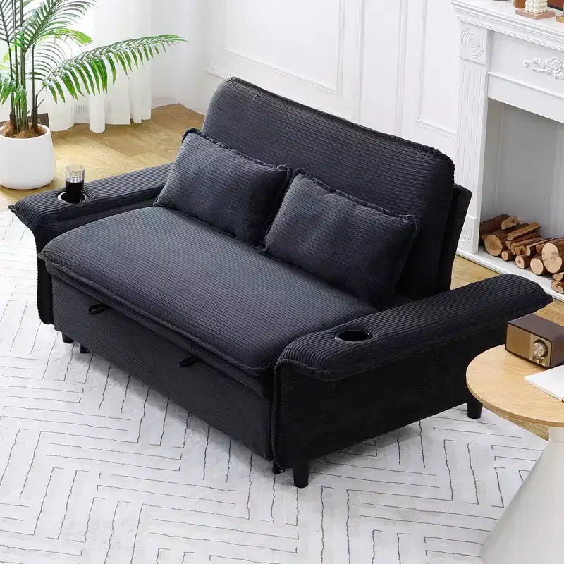 MAYEERTY Letto Divano a Due Posti Multifunzionale in Tessuto a Righe Nere per Camera da Letto Soggiorno