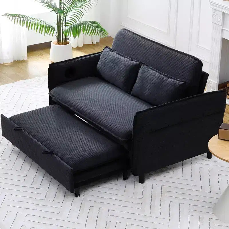 MAYEERTY Letto Divano a Due Posti Multifunzionale in Tessuto a Righe Nere per Camera da Letto Soggiorno