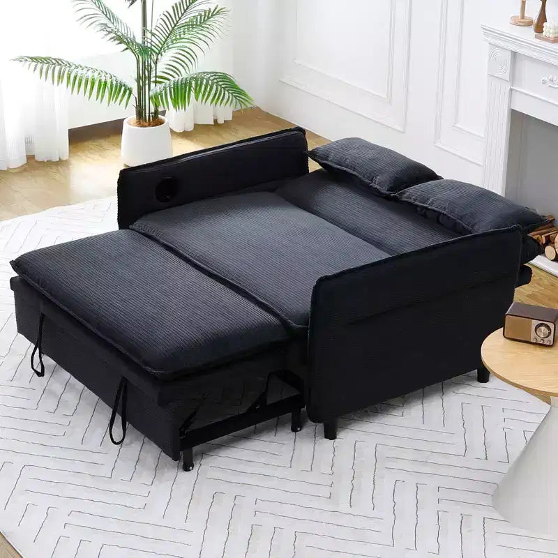 MAYEERTY Letto Divano a Due Posti Multifunzionale in Tessuto a Righe Nere per Camera da Letto Soggiorno