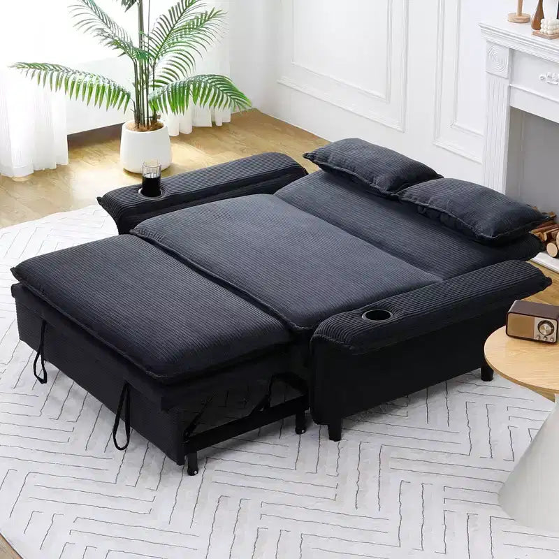 MAYEERTY Letto Divano a Due Posti Multifunzionale in Tessuto a Righe Nere per Camera da Letto Soggiorno