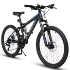 Bici da montagna Whisen 27.5 pollici Full Suspension, ammortizzatori anteriori e posteriori, freni a disco meccanici, 21 velocità
