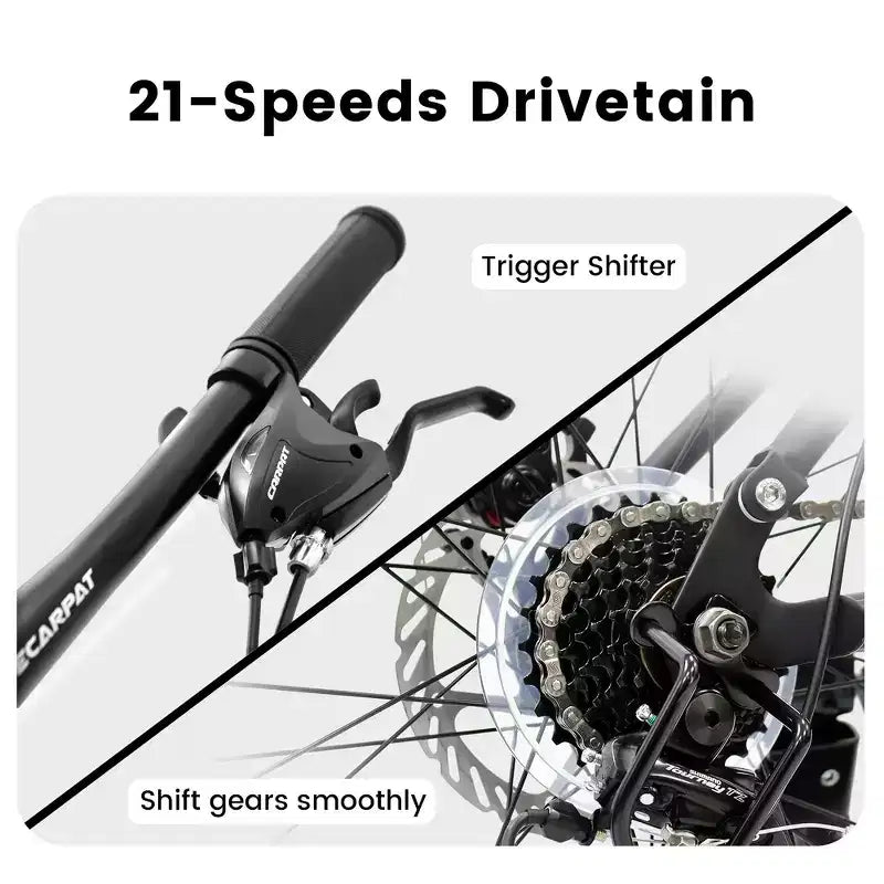 Bici da montagna Whisen 27.5 pollici Full Suspension, ammortizzatori anteriori e posteriori, freni a disco meccanici, 21 velocità