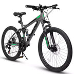 Bici da montagna Whisen 27.5 pollici Full Suspension, ammortizzatori anteriori e posteriori, freni a disco meccanici, 21 velocità