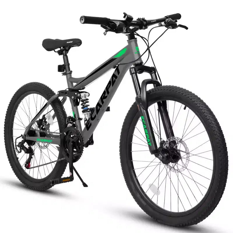 Bici da montagna Whisen 27.5 pollici Full Suspension, ammortizzatori anteriori e posteriori, freni a disco meccanici, 21 velocità