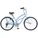 Whisen 26 Bici da donna per adulti da esterno, Beach Cruiser con telaio in acciaio ad arco ribassato, 7 velocità