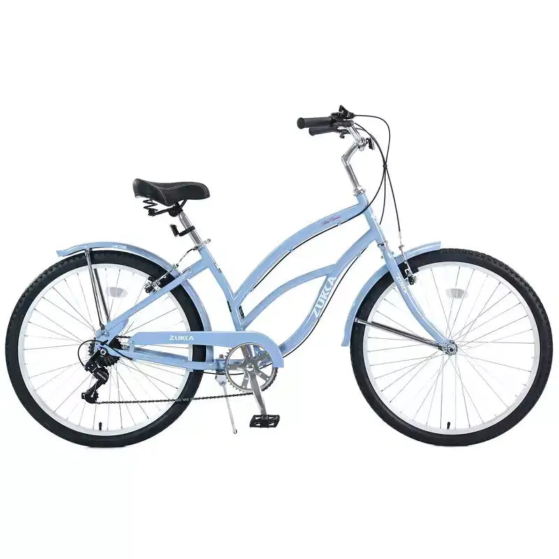 Whisen 26 Bici da donna per adulti da esterno, Beach Cruiser con telaio in acciaio ad arco ribassato, 7 velocità