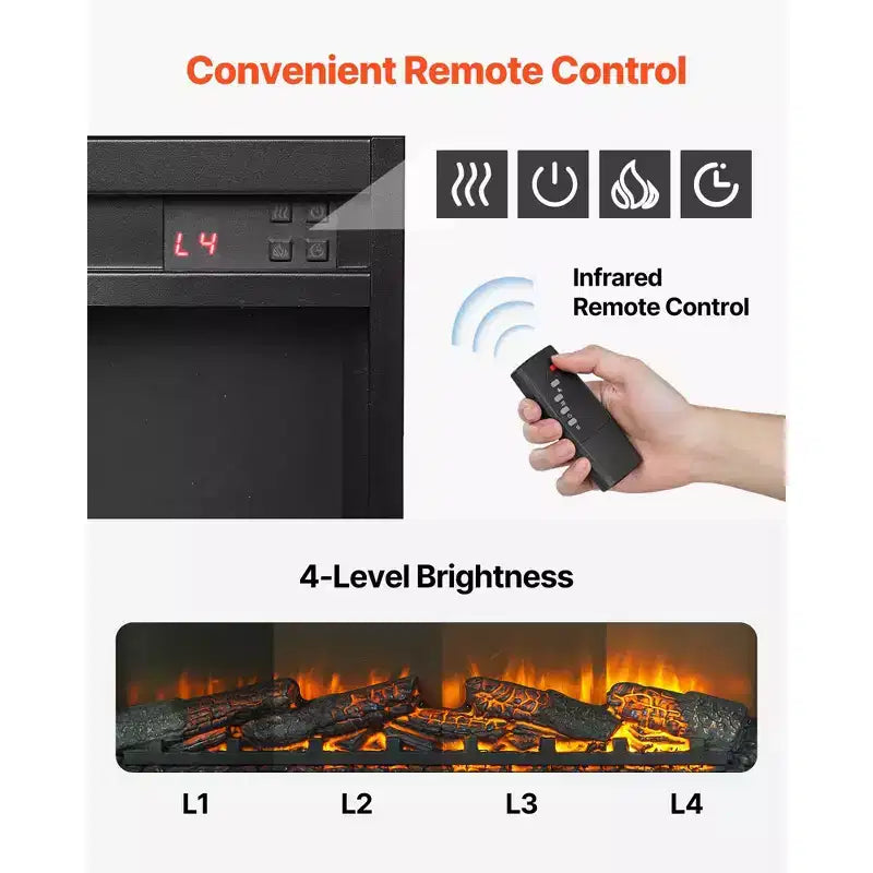 Mobile TV da camino VEVOR, mobile TV da camino rustico per TV fino a 80 pollici, mobile da intrattenimento rustico con camino da 36 pollici e luci a LED, bianco