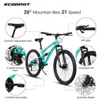 Whisen 26 Inch Steel Frame Shock Fork Plus Shock Absorber 21-speed Unisex Mountain Bike