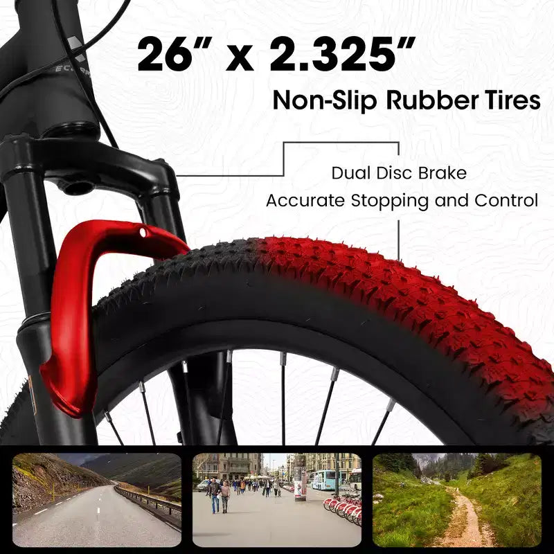 Whisen 26 Inch Steel Frame Shock Fork Plus Shock Absorber 21-speed Unisex Mountain Bike