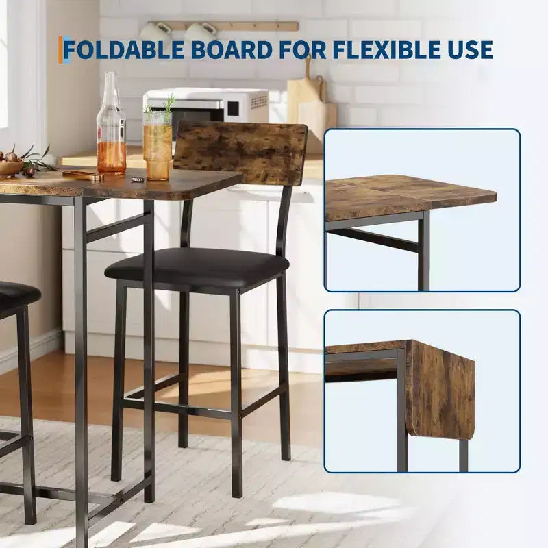 Set da pranzo moderno per 2 GustoWave, set da 3 pezzi con tavolo da bar allungabile e sedie