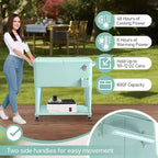 NAYSAYE 80 Quart Refrigeratore Portatile con Ruote per Bevande con Vaschetta di Raccolta, Vassoio Inferiore, per Feste in Patio, Barbecue, Spiaggia, Verde, 34.3*15.2*35.8