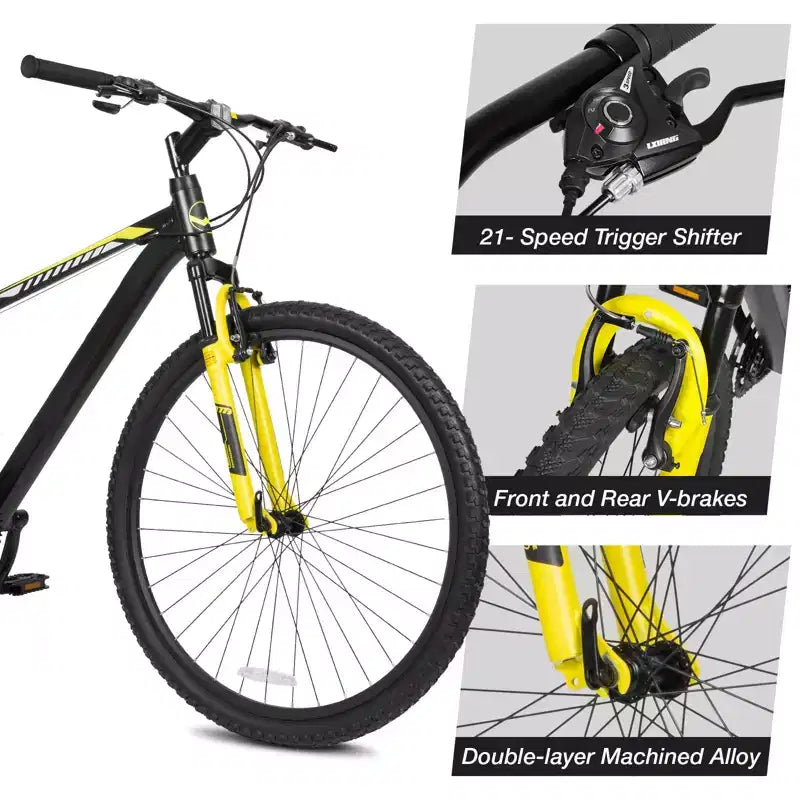 Hykolity 29 pollici Mountain Bike 29r MTB Bicicletta Sportiva Bici Grande Full Suspension Leggera Ciclismo All'aperto per Adulti Uomo Donna Grigio Neutro