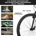 Hykolity Mountain Bike da 29 pollici 29r MTB Bicicletta Sportiva Bici Grande Full Suspension Leggera Ciclismo Outdoor per Uomini Donne Adulti - Bianco Pallido