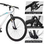 Hykolity Mountain Bike da 29 pollici 29r MTB Bicicletta Sportiva Bici Grande Full Suspension Leggera Ciclismo Outdoor per Uomini Donne Adulti - Bianco Pallido