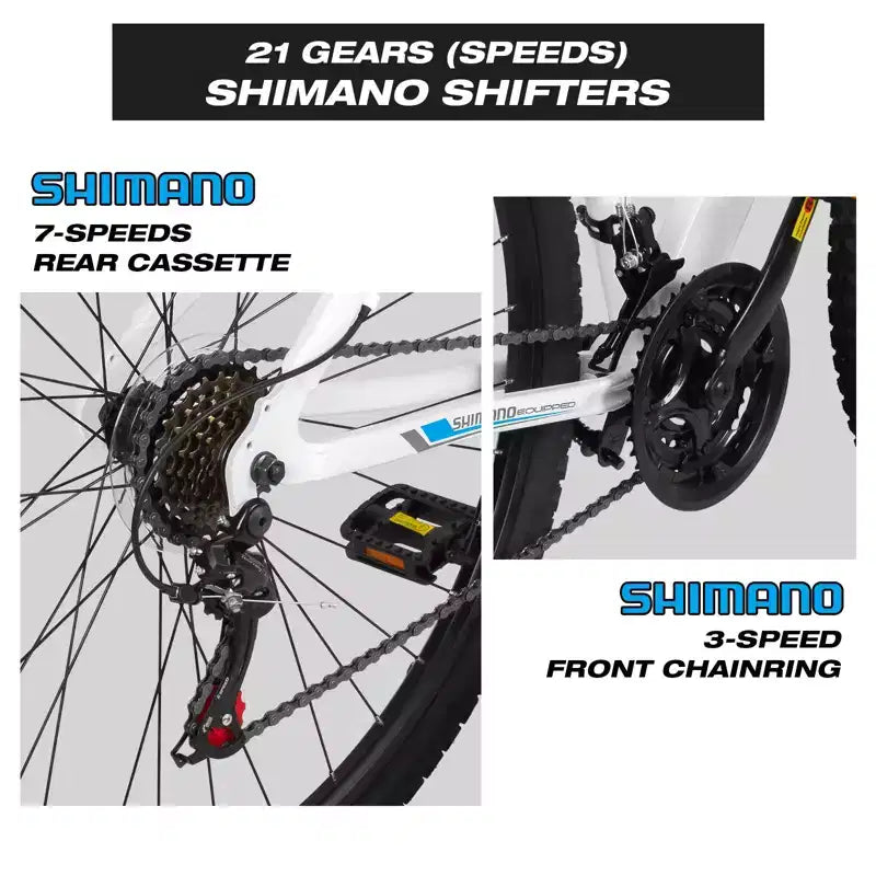 Hykolity Mountain Bike da 29 pollici 29r MTB Bicicletta Sportiva Bici Grande Full Suspension Leggera Ciclismo Outdoor per Uomini Donne Adulti - Bianco Pallido