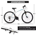 Hykolity Mountain Bike da 29 pollici 29r MTB Bicicletta Sportiva Bici Grande Full Suspension Leggera Ciclismo Outdoor per Uomini Donne Adulti - Bianco Pallido