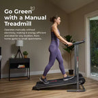 Sunny Health & Fitness Smart Manual Walking Treadmill with Fixed Incline, Bluetooth Tracking & Foldable SpaceSaving Design