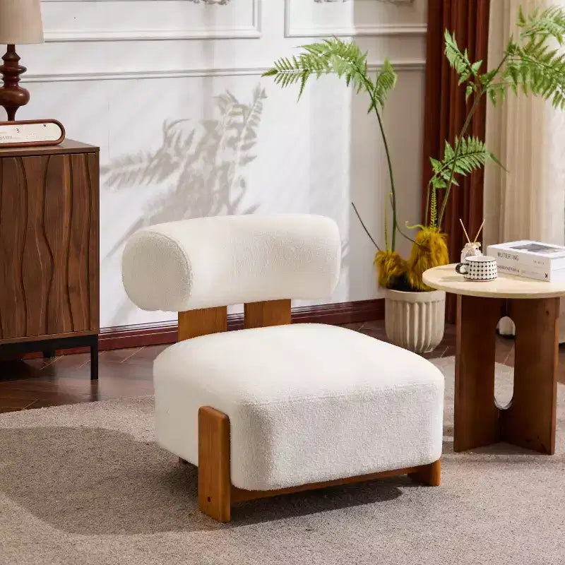 Sedia imbottita Orla contemporanea in legno di gomma e bouclé Christopher Knight Home